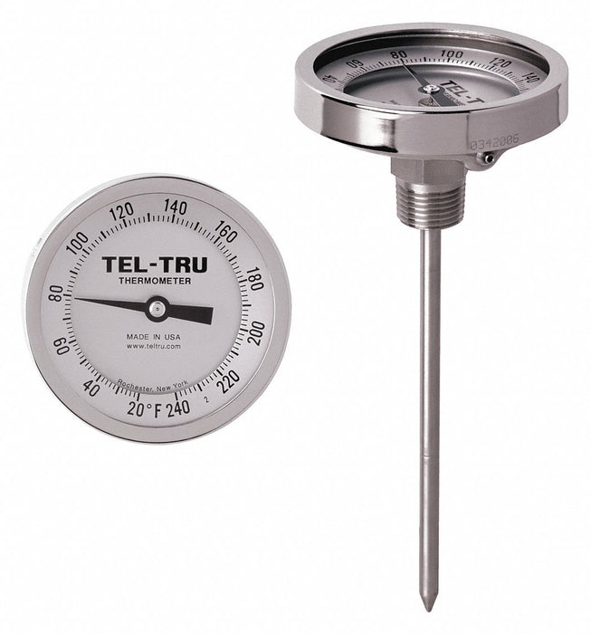 Analog Dial Thermometer Stem 2-1/2 L