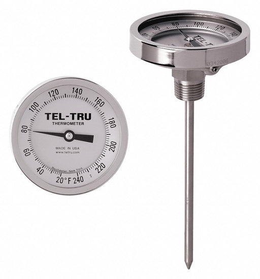 Analog Dial Thermometer Stem 2-1/2 L