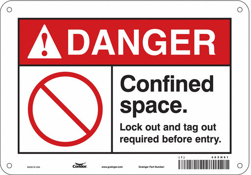 J8724 Safety Sign 7 in x 10 in Polyethylene
