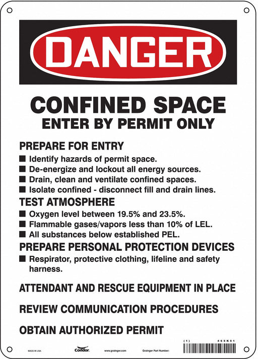 Safety Sign 14 inx10 in Aluminum