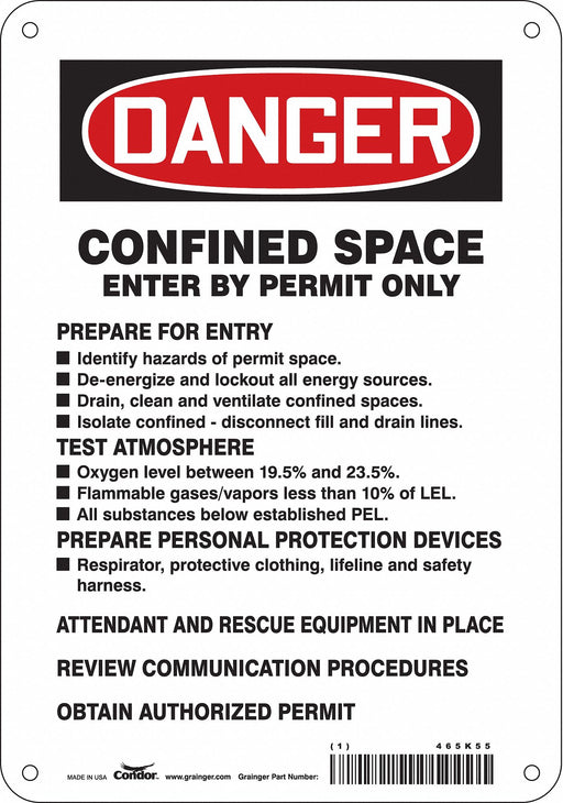 Safety Sign 10 inx7 in Polyethylene