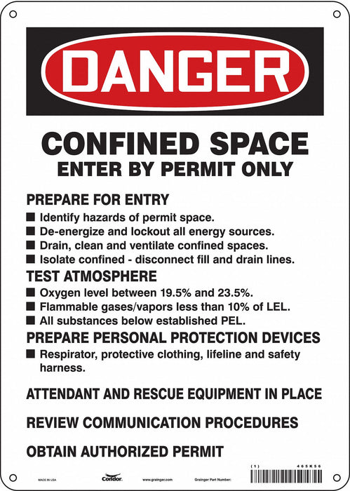 Safety Sign 14 in x 10 in Polyethylene