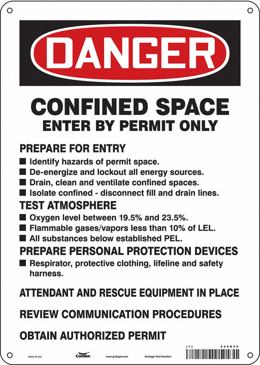 Safety Sign 14 in x 10 in Polyethylene