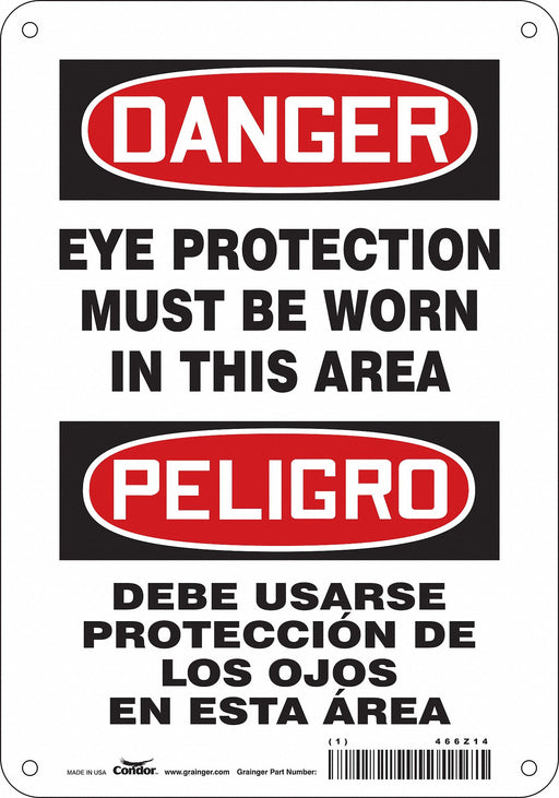 Safety Sign 10 in x 7 in Polyethylene