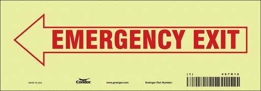 Safety Sign 3 1/2 in x 10 in Glow Vinyl