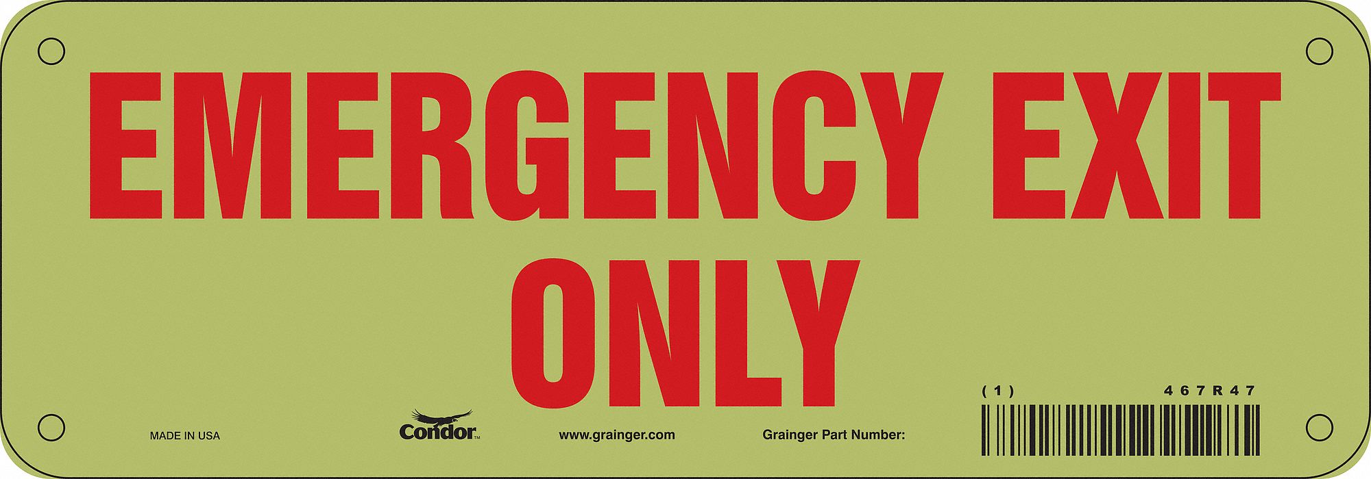 Safety Sign 3 1/2 in x 10 in Glow Vinyl