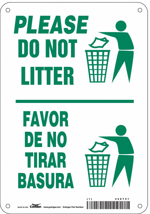 Safety Sign 10 in x 7 in Polyethylene