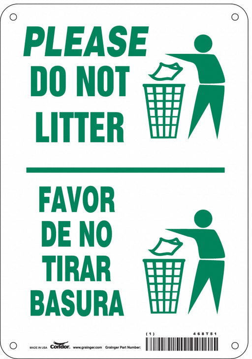 Safety Sign 10 in x 7 in Polyethylene