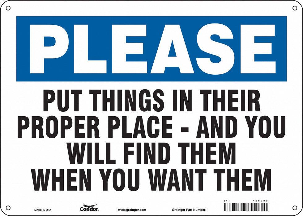 Safety Sign 10 in x 14 in Polyethylene