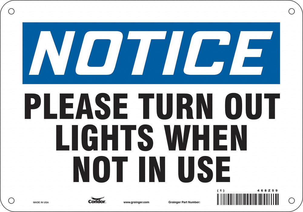 J9942 Safety Sign 7 in x 10 in Polyethylene
