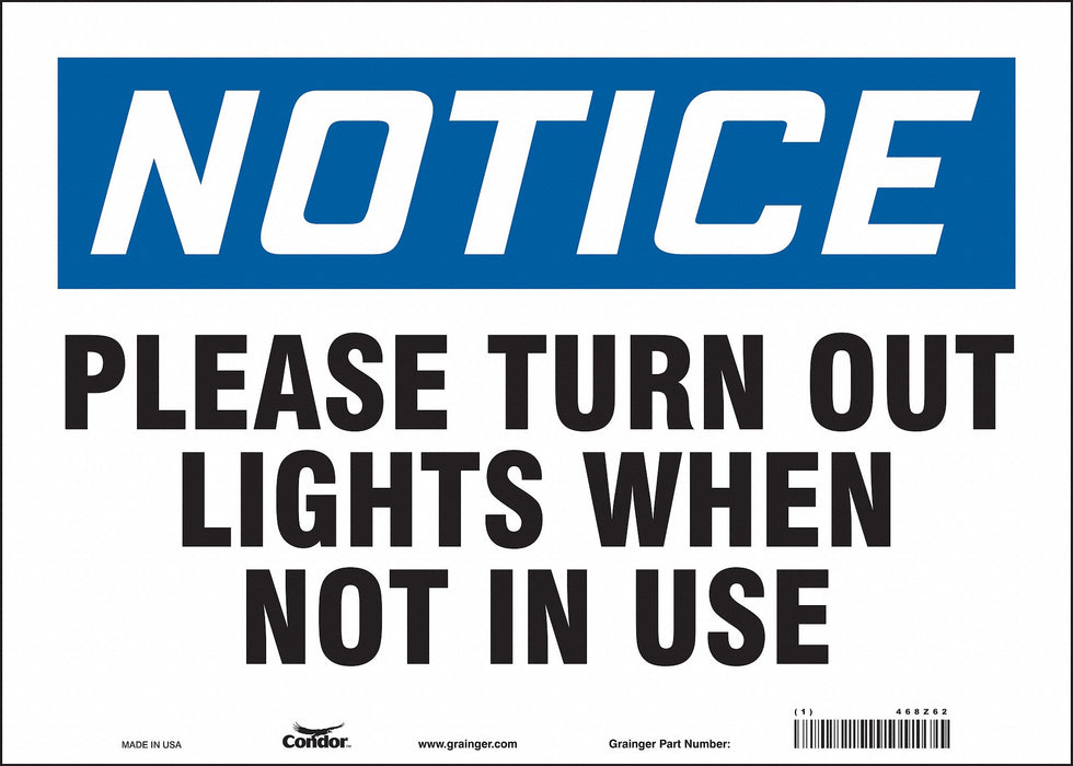 J9942 Safety Sign 10 in x 14 in Vinyl