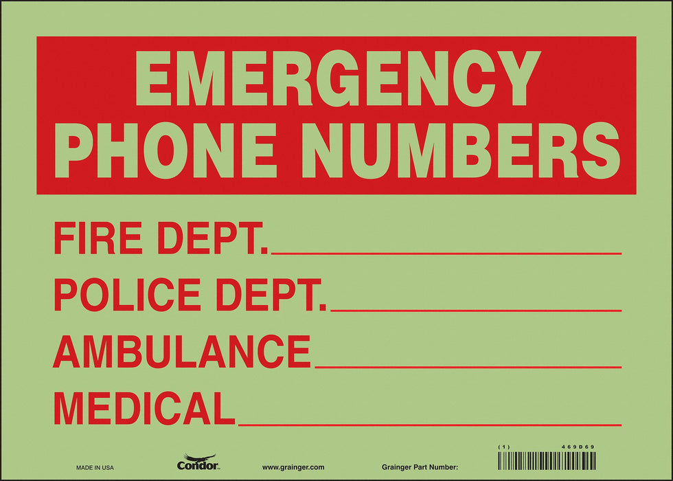 Safety Sign 10 in x 14 in Glow Vinyl