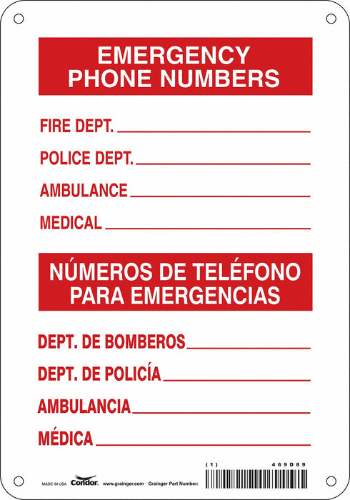 Safety Sign 10 in x 7 in Polyethylene