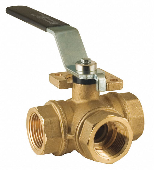 Manual 3-Way Ball Valve 1 1/4 Brass