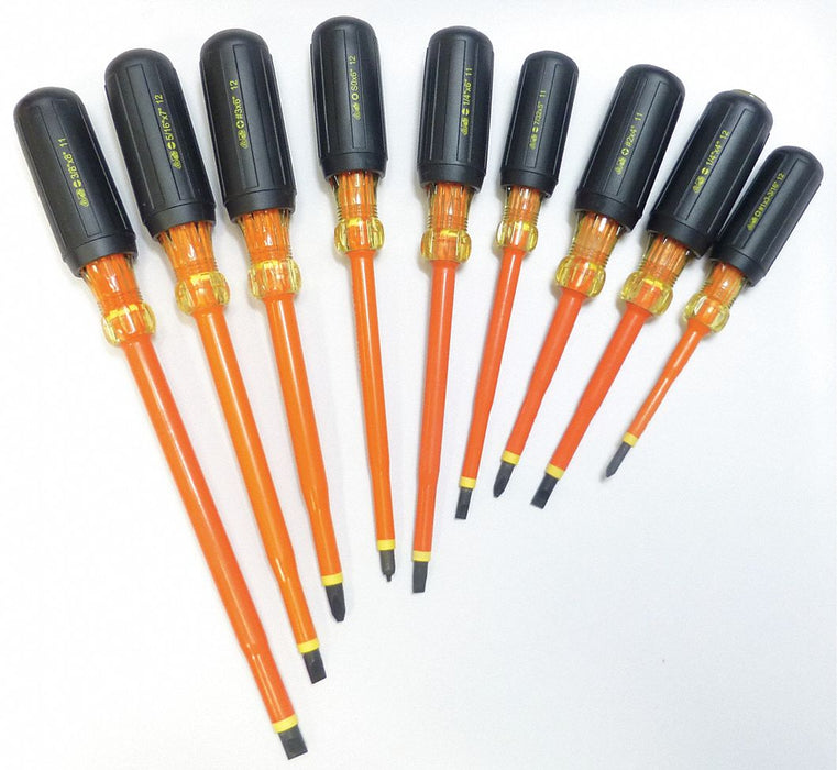 Ins. Screwdriver Set Slot/Phllps/Sq 9 Pc
