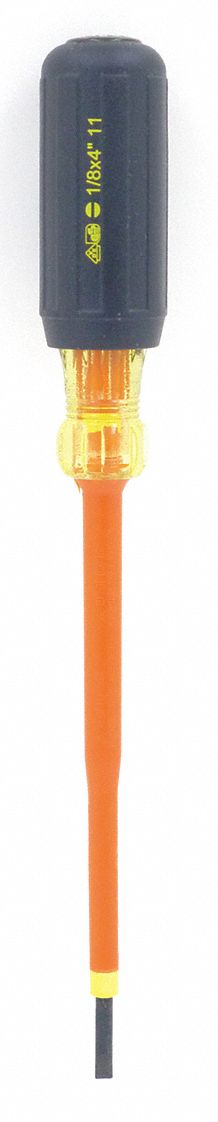 Insulatd Screwdriver Slotted 1/8x4 Rnd