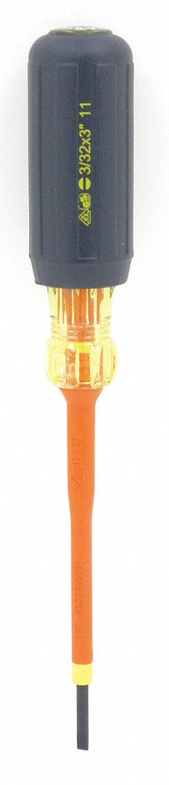 Insulatd Screwdriver Slotted 3/32x3 Rnd