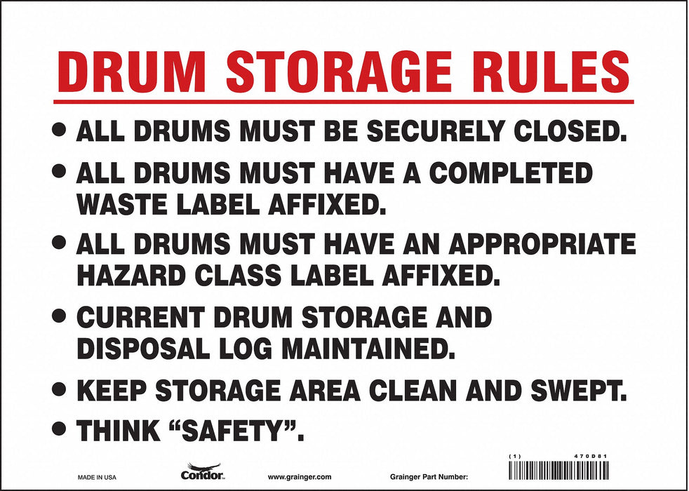 Safety Sign 10 inx14 in Vinyl