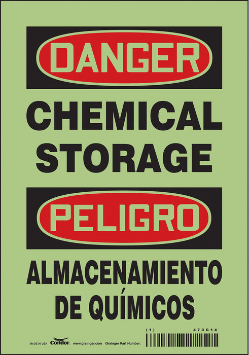 Safety Sign 10 inx7 in Glow Vinyl