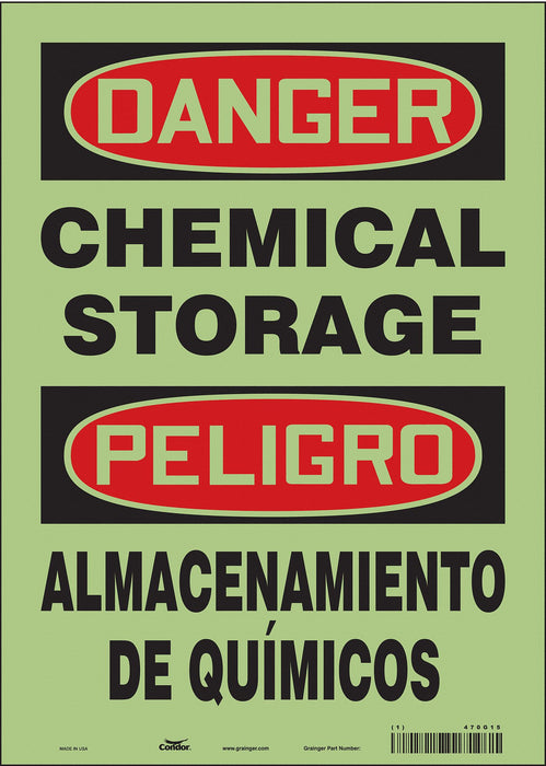 Safety Sign 14 in x 10 in Glow Vinyl