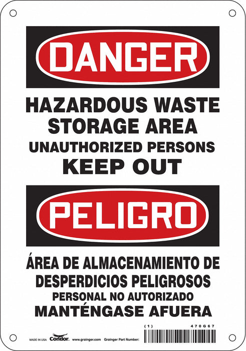 Safety Sign 10 in x 7 in Polyethylene