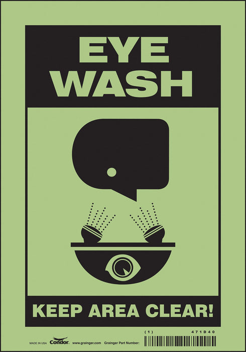 Safety Sign 10 in x 7 in Glow Vinyl