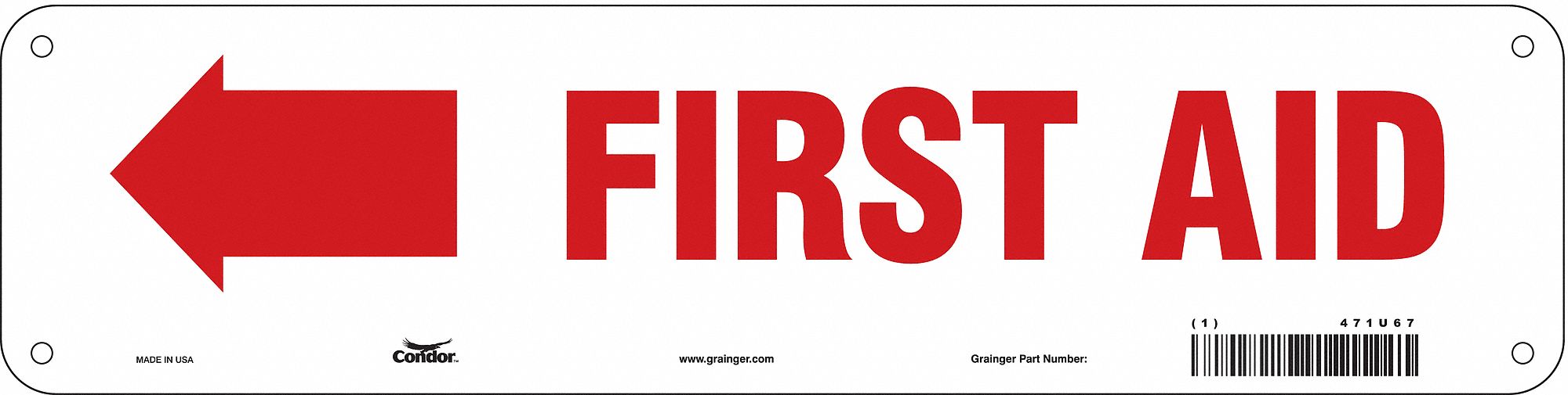 Safety Sign 3 1/2 in x 14 in Aluminum