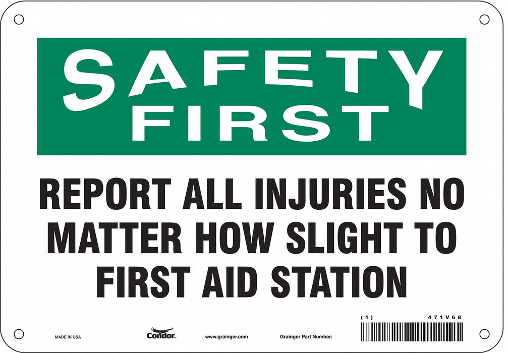 First Aid Sign 7 in x 10 in Aluminum