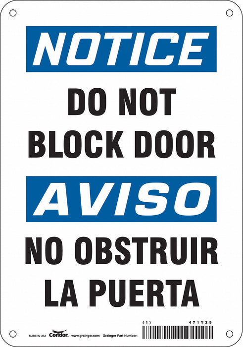Safety Sign 10 in x 7 in Polyethylene
