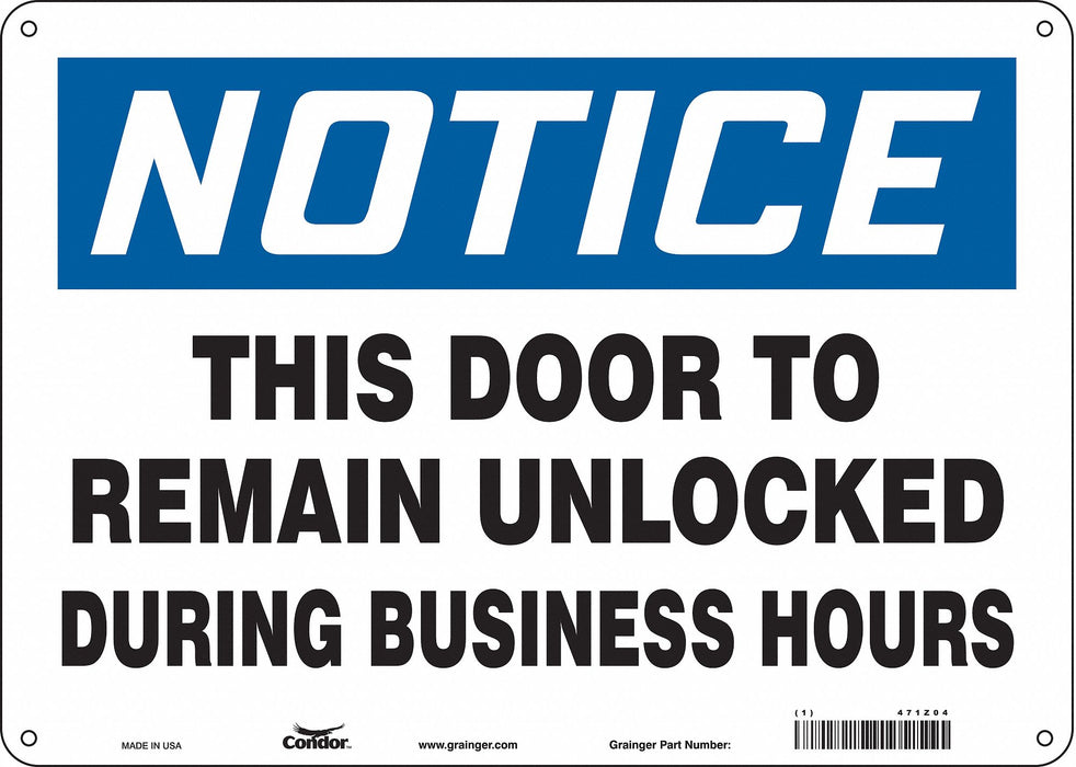 Safety Sign 10 in x 14 in Polyethylene