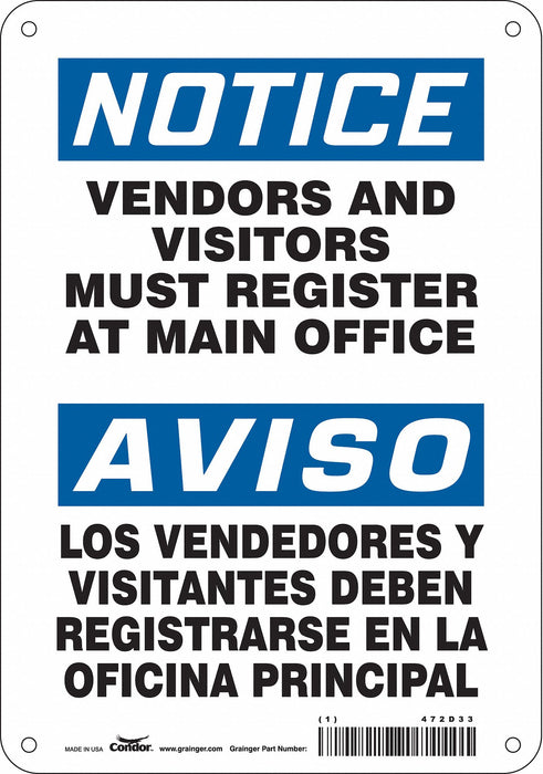 Safety Sign 10 in x 7 in Polyethylene