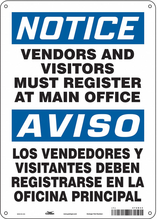 Safety Sign 14 in x 10 in Polyethylene