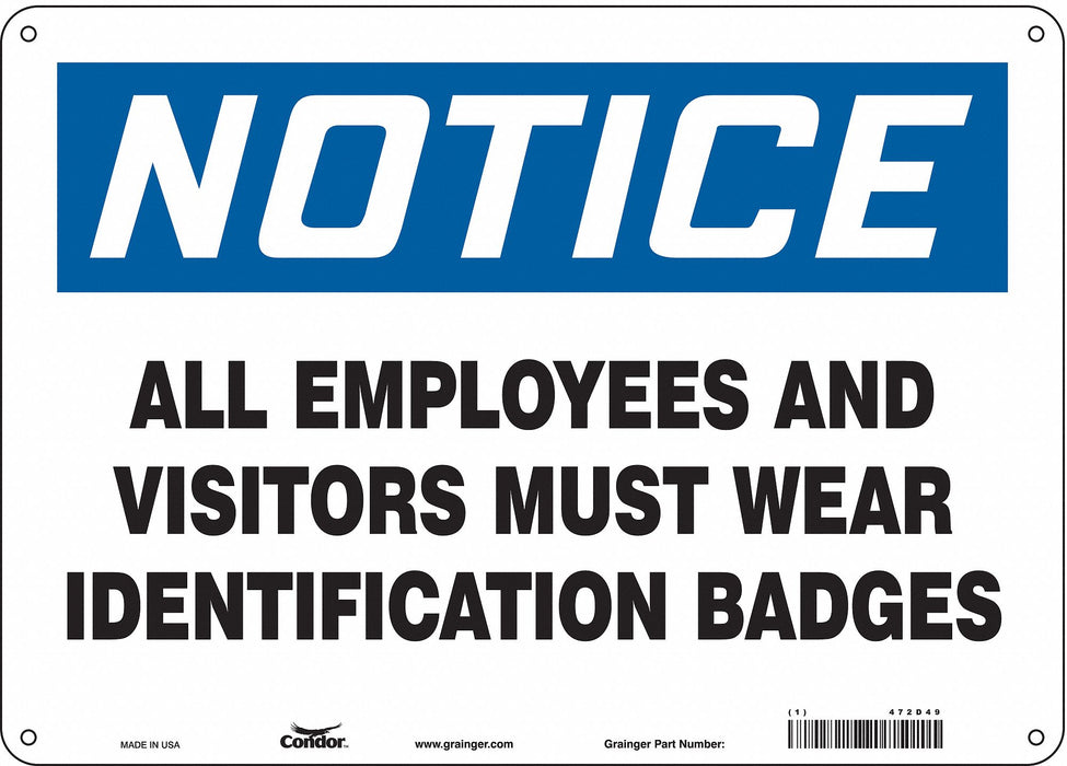 Safety Sign 10 in x 14 in Polyethylene
