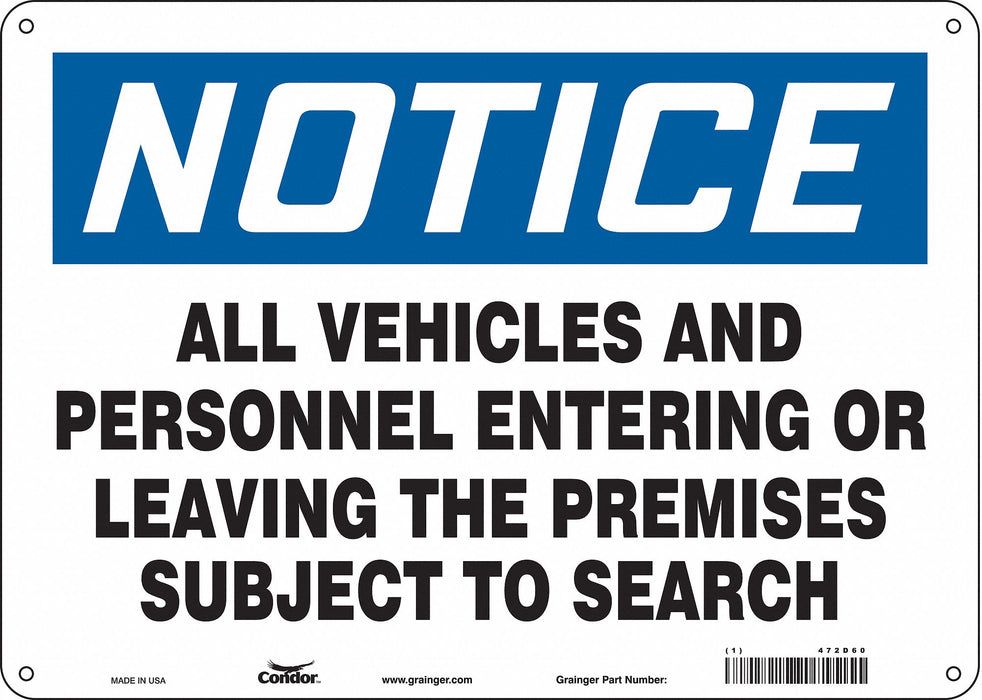 Safety Sign 10 in x 14 in Aluminum