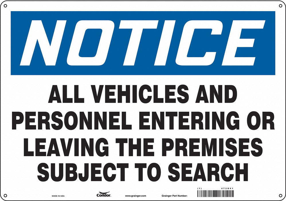 Safety Sign 14 in x 20 in Aluminum