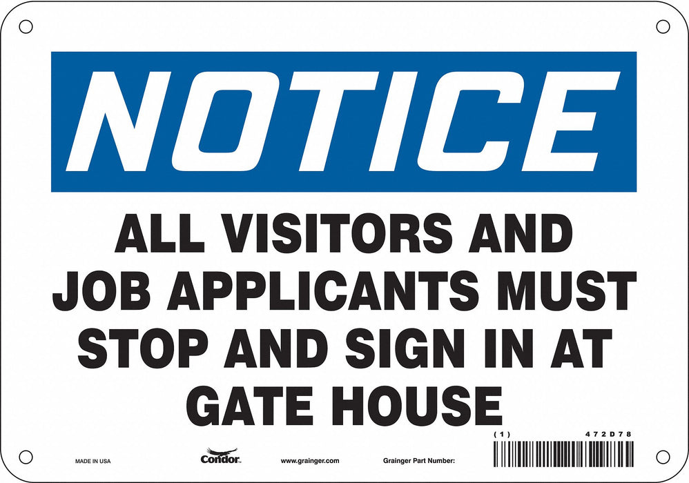 Safety Sign 7 in x 10 in Polyethylene