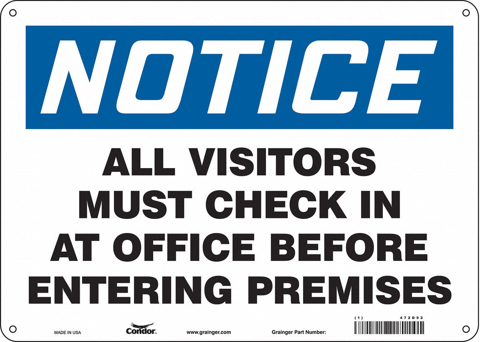 Safety Sign 10 in x 14 in Polyethylene