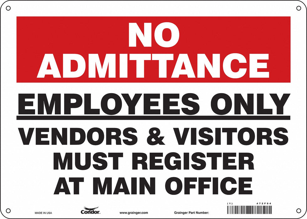 Safety Sign 10 inx14 in Polyethylene
