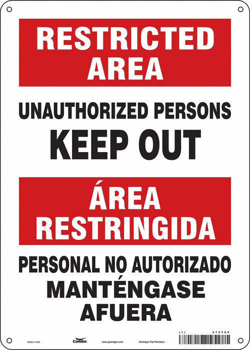 Safety Sign 14 in x 10 in Polyethylene