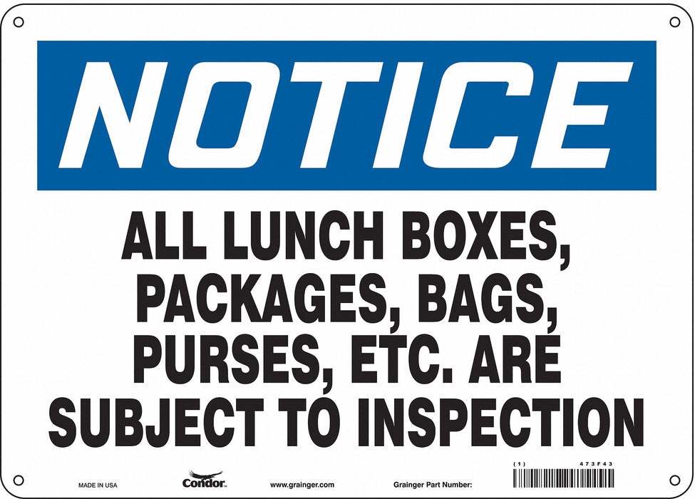 Safety Sign 10 in x 14 in Polyethylene