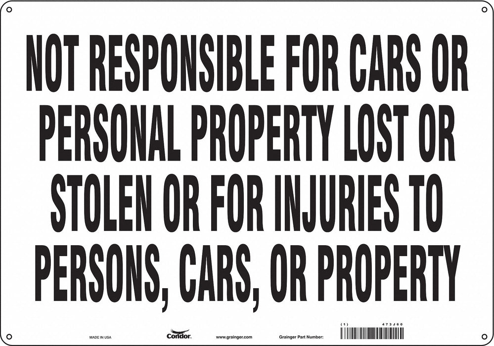 Safety Sign 14 in x 20 in Polyethylene
