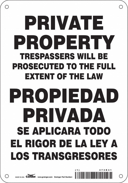 Safety Sign 10 in x 7 in Aluminum