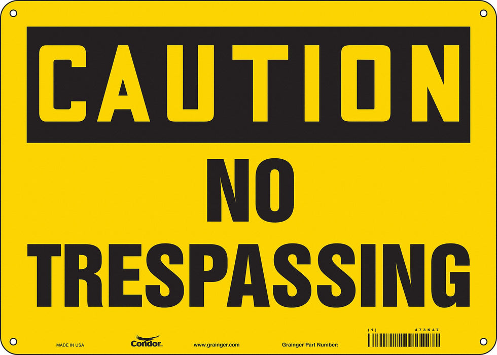 Safety Sign 10 in x 14 in Polyethylene