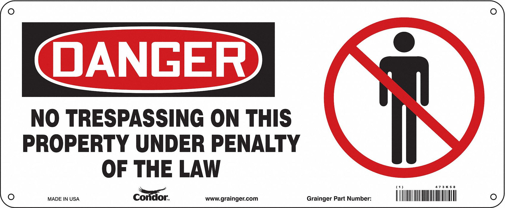 Safety Sign 7 in x 17 in Polyethylene