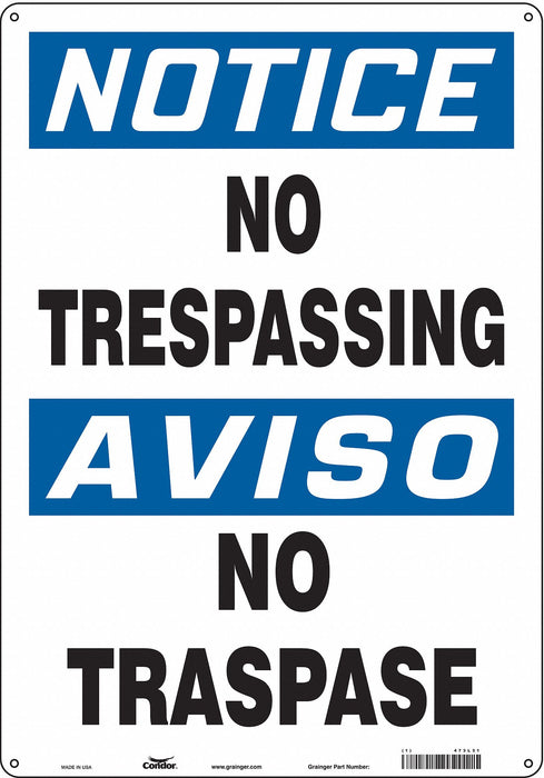 J7002 Safety Sign 20 in x 14 in Aluminum