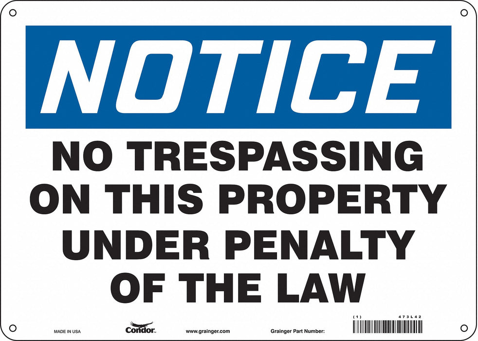 Safety Sign 10 in x 14 in Aluminum