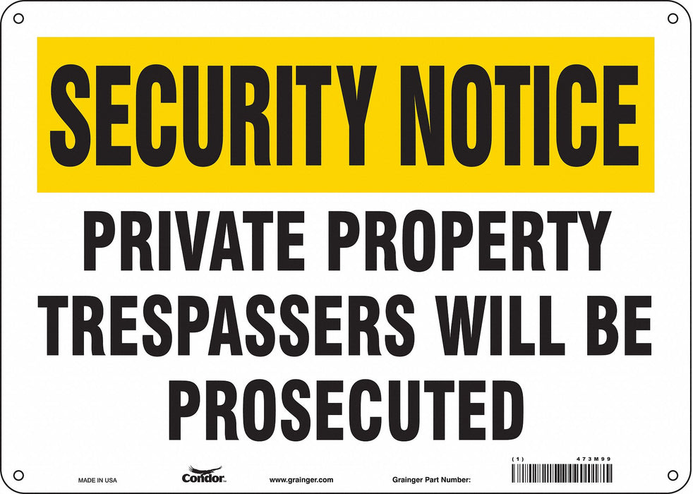 Safety Sign 10 inx14 in Aluminum