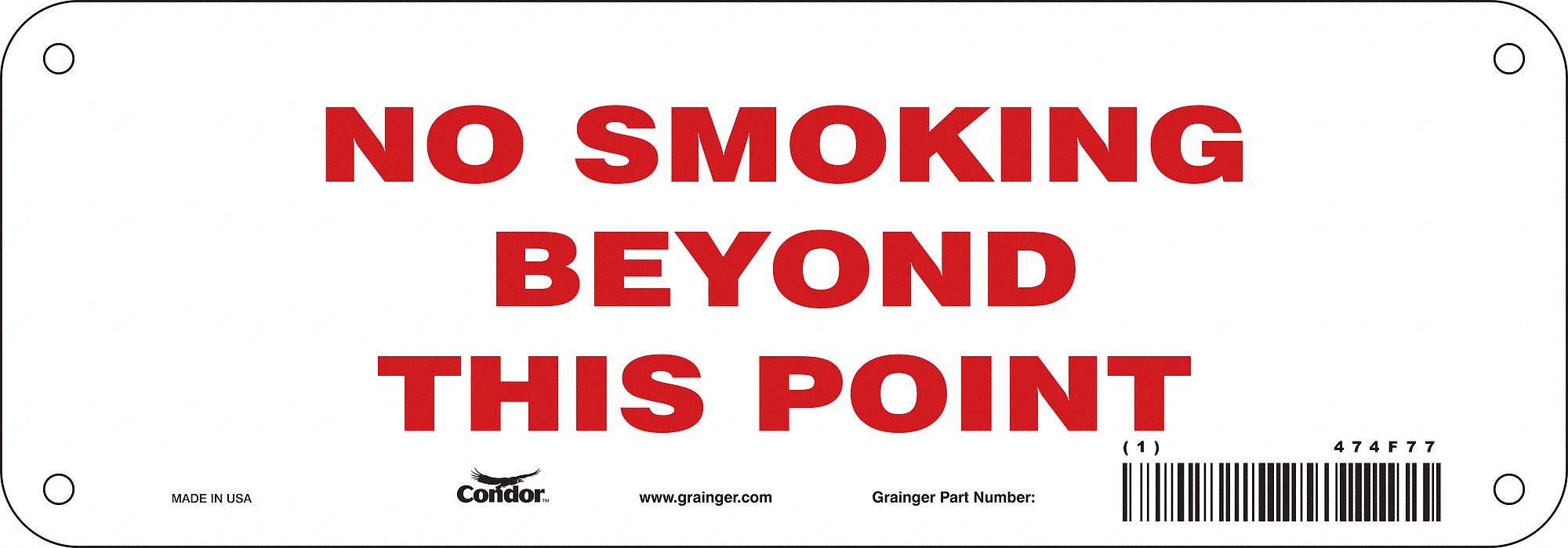 Safety Sign 3.5in x 10in Polyethylene