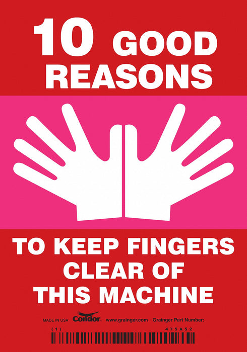 Safety Sign 5 inx3 1/2 in Vinyl PK5