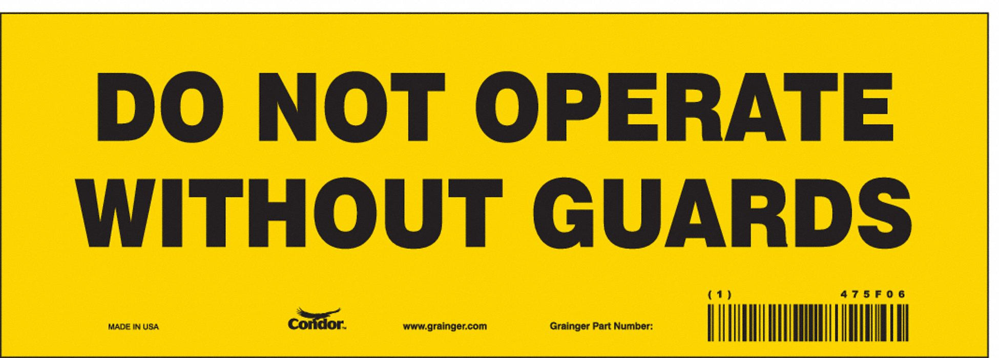 Safety Sign 3.5in x 10in Vinyl